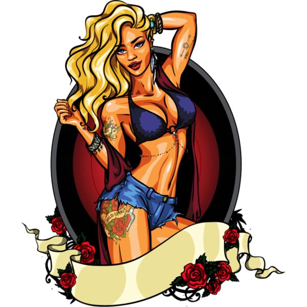 pinup girl, bikini, cartoon Thumbnail