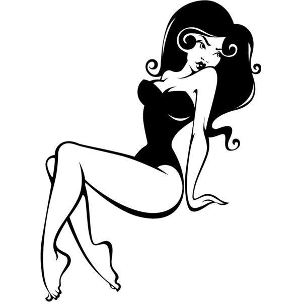 basic pinup girl 2_black and white Thumbnail
