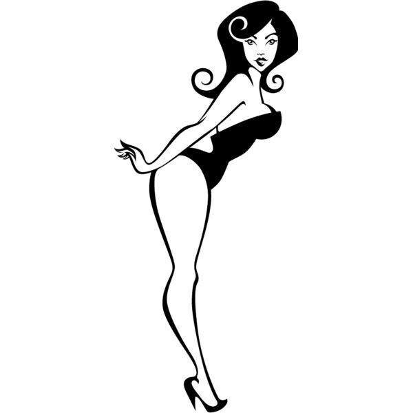 basic pinup girl 1_ black and white Thumbnail